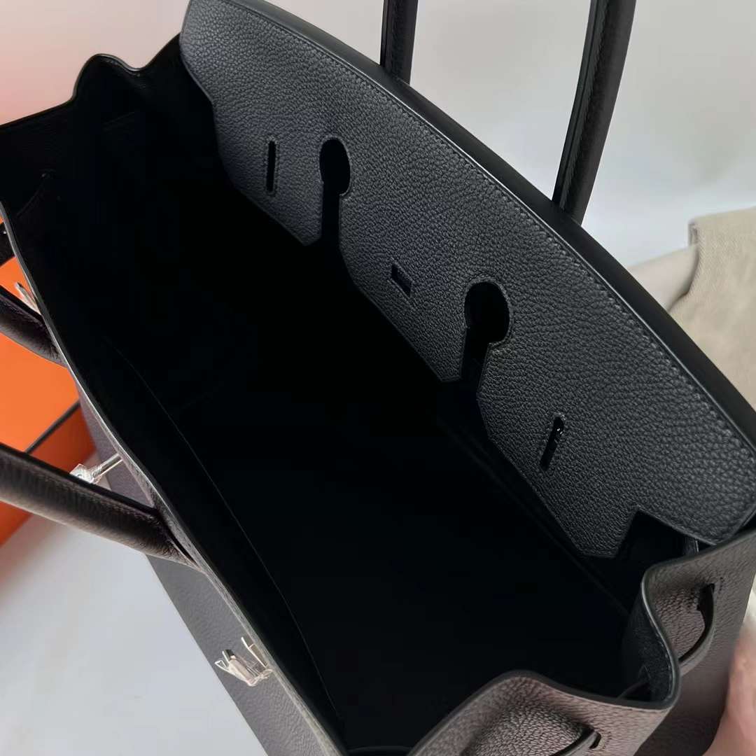 Hermès（爱马仕）Birkin 铂金包 Togo皮 进口德国小牛皮 Ck89 黑色 银扣 35cm 全手工蜡线缝 Phw