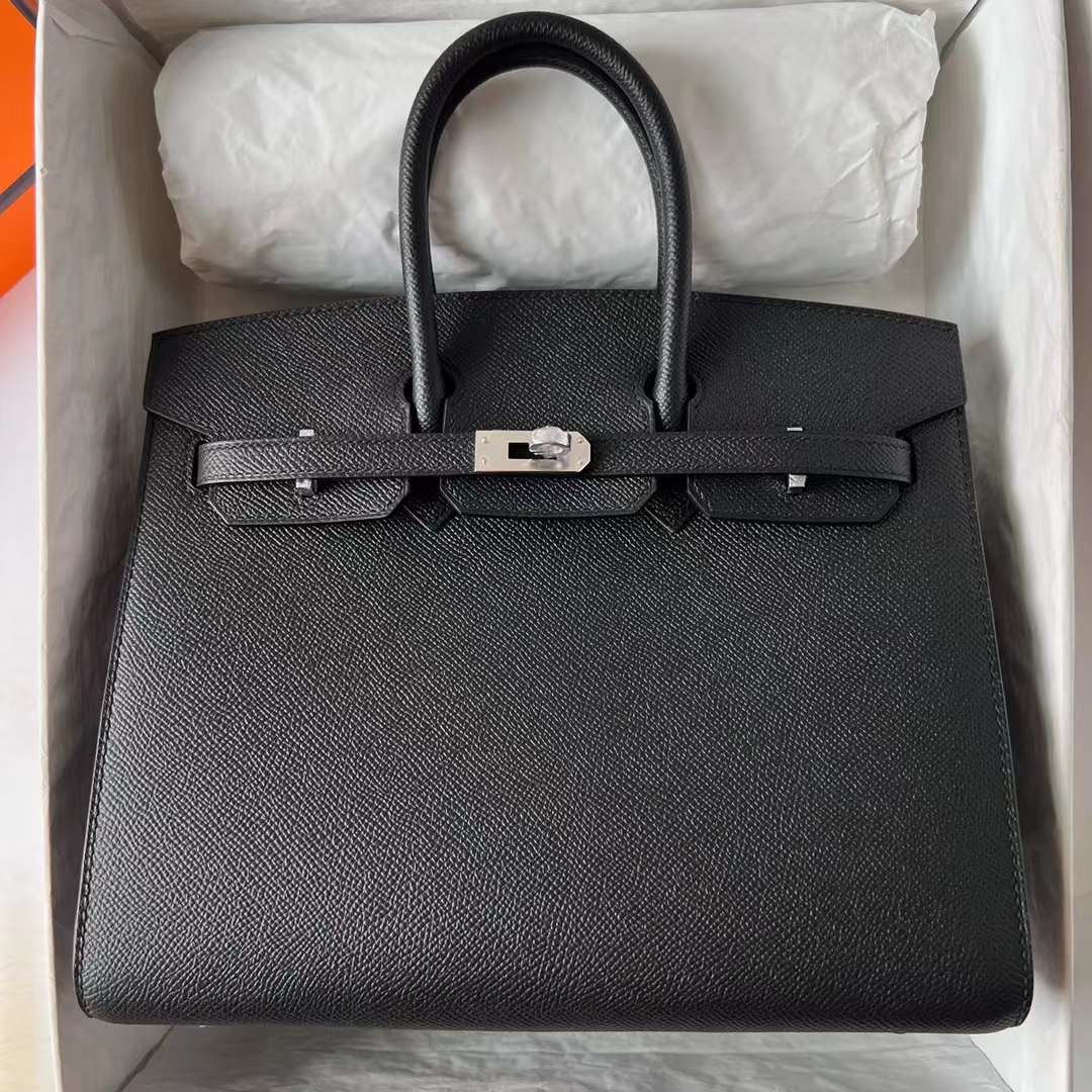 Hermès（爱马仕）Birkin Sellier Epsom Ck89 黑色 银扣 25cm 全手工蜡线缝制 Phw