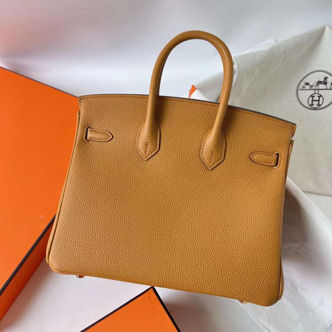 Hermès（爱马仕）Birkin 铂金包 Togo 顶级小牛皮 2S 芝麻色 金扣 25cm 全手工蜡线缝 Ghw