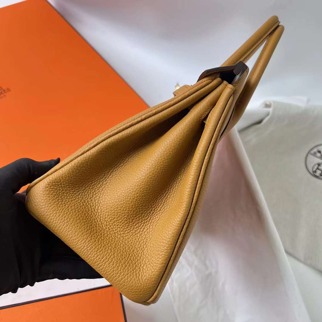 Hermès（爱马仕）Birkin 铂金包 Togo 顶级小牛皮 2S 芝麻色 金扣 25cm 全手工蜡线缝 Ghw