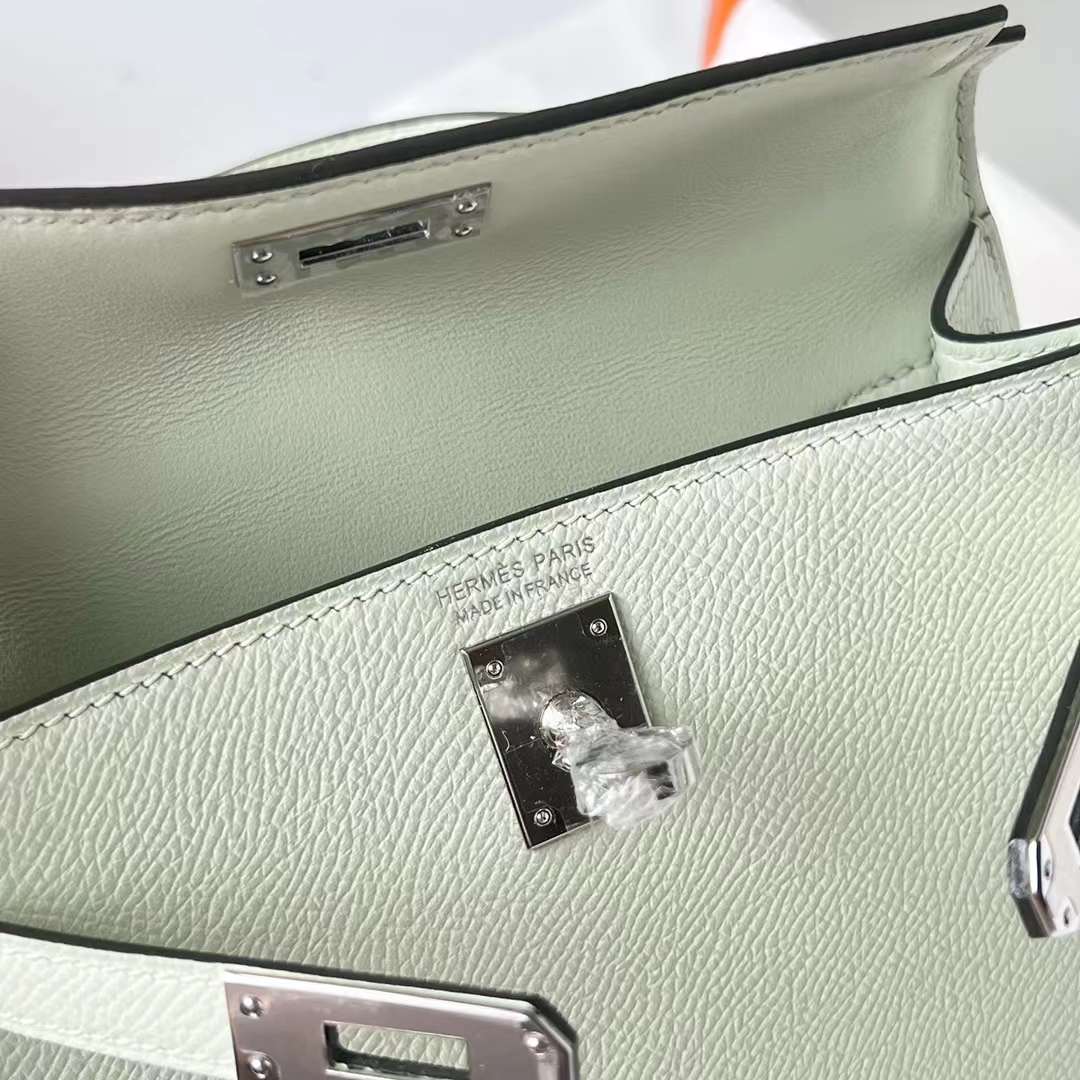 Hermès（爱马仕）Mini Kelly 迷你凯莉 Epsom 0S 气泡绿 银扣 19cm 全手工蜡线缝 Phw
