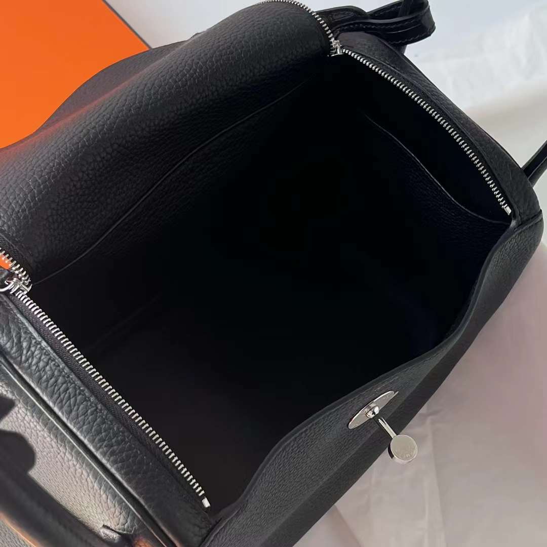Hermès（爱马仕）Lindy 琳迪包 Touch Clemence 拼 雾面鳄鱼皮 Ck89 黑色 银扣 26cm 全手工蜡线缝制 Phw