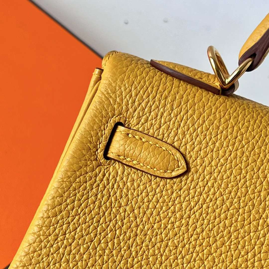 Hermès（爱马仕）Kelly 凯莉包 Togo皮 进口小牛皮 9D 琥珀黄 金扣 25cm 全手工蜡线缝 Ghw