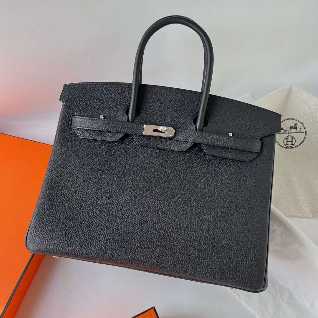 Hermès（爱马仕）Birkin 铂金包 Togo皮 进口德国小牛皮 Ck89 黑色 银扣 35cm 全手工蜡线缝 Phw