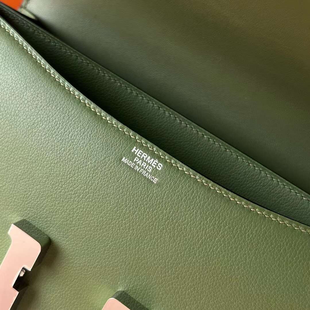 Hermès（爱马仕）Constance Elan Evercolor V6 丛林绿 银扣 26cm 全手工蜡线缝 Phw