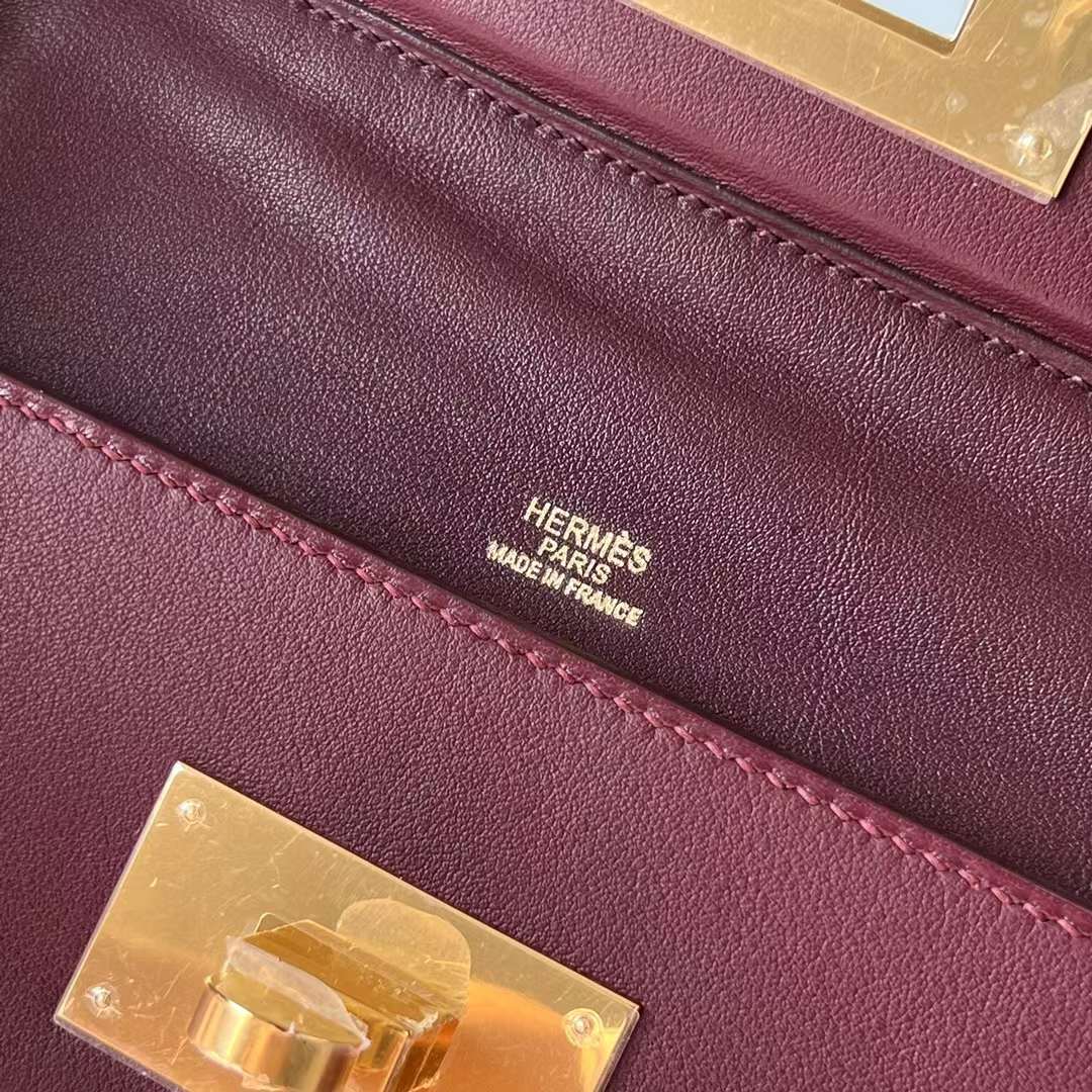 Hermès（爱马仕）Kelly 2424 Maurice 拼 Swift Ck55 爱马仕红 金扣 29cm 全手工蜡线缝制 Ghw