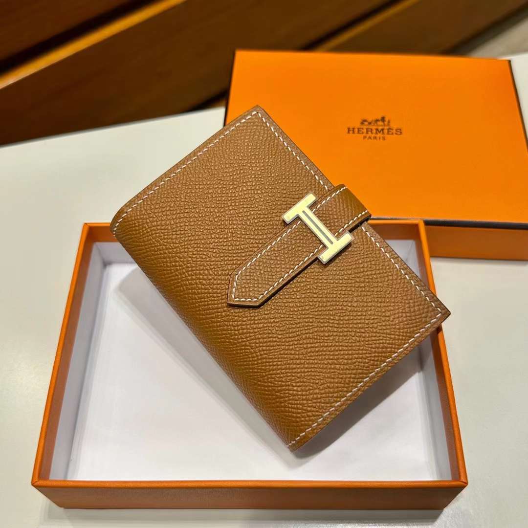 Hermès（爱马仕）H小卡包 Epsom Ck37 金棕色 金扣 一级工艺 全手工蜡线缝 Ghw