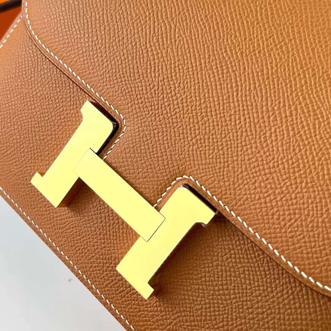 Hermès（爱马仕）Constance 空姐包 Epsom Ck37 金棕色 Gold 金扣 19cm 全手工蜡线缝 Ghw