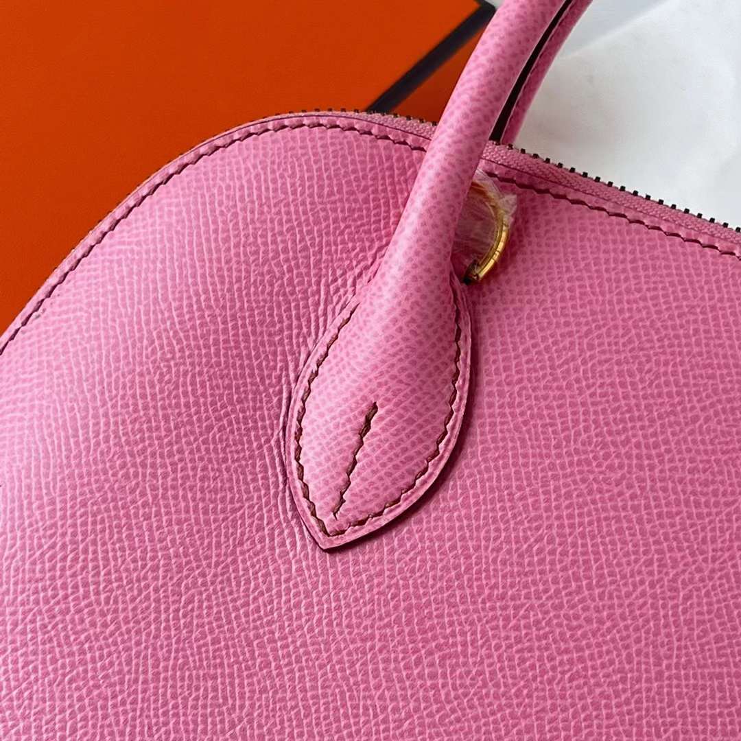 Hermès（爱马仕）Bolide 保龄球包 Epsom 5P 樱花粉 金扣 25cm 全手工蜡线缝制 ghw
