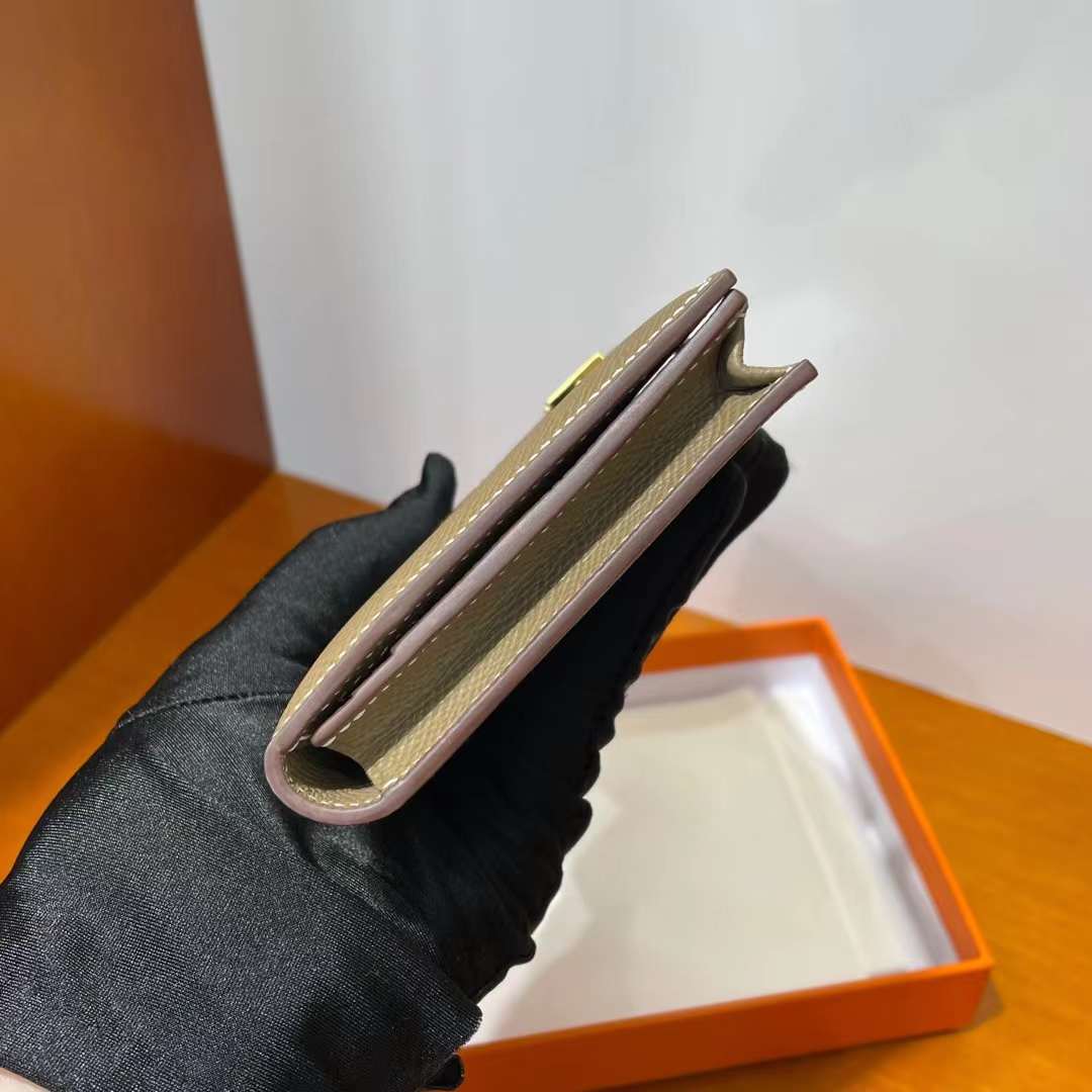 Hermès（爱马仕）Bearn 长款钱包 Epsom Ck18 大象灰 金扣 全手工蜡线缝制