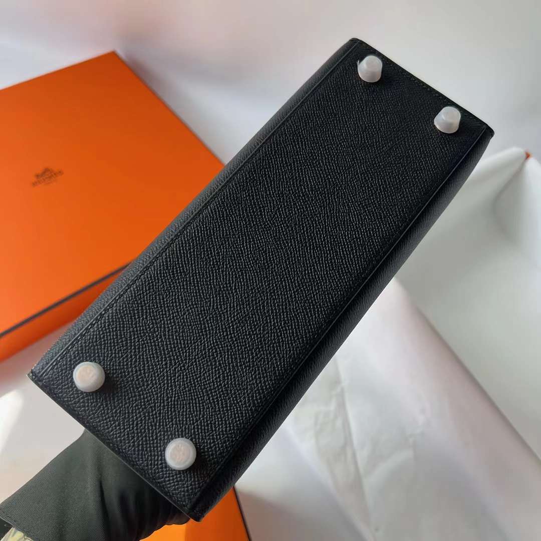 Hermès（爱马仕）Kelly 凯莉包 Epsom 进口掌纹皮 Ck89 黑色 玫瑰金扣 25cm 全手工蜡线缝 RGhw