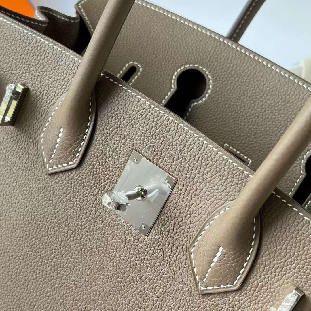Hermès（爱马仕）Birkin 铂金包 Togo皮 进口顶级小牛皮 Ck18 大象灰 银扣 30cm 全手工蜡线缝 Phw