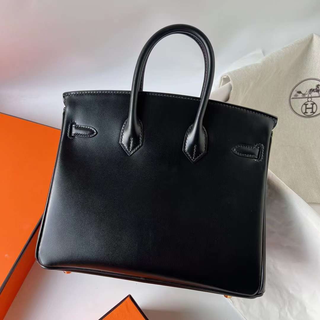 Hermès（爱马仕）Birkin 铂金包 Boxcalf Ck89 黑色 金扣 25cm 全手工蜡线缝 Ghw
