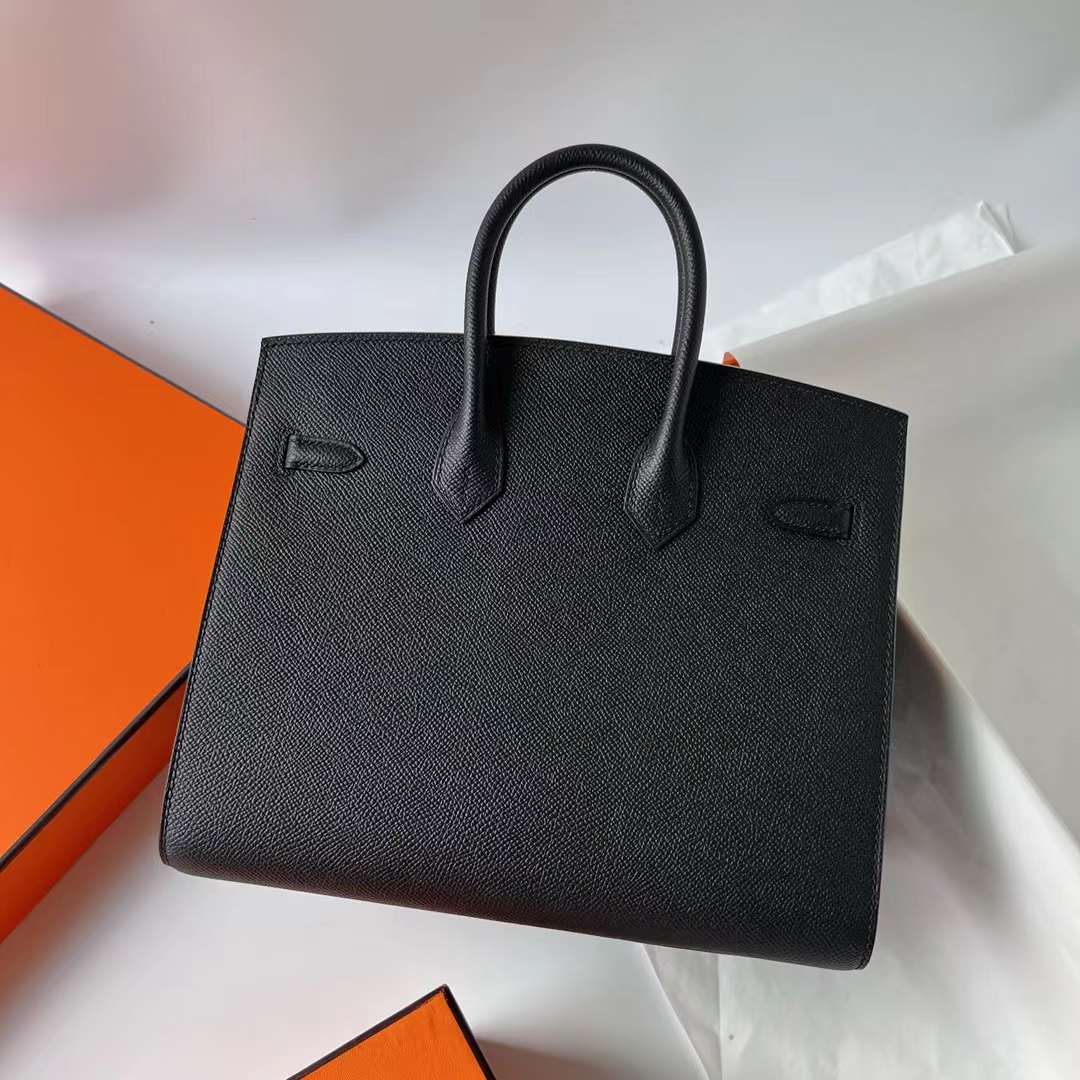 Hermès（爱马仕）Birkin Sellier Epsom Ck89 黑色 银扣 25cm 全手工蜡线缝制 Phw