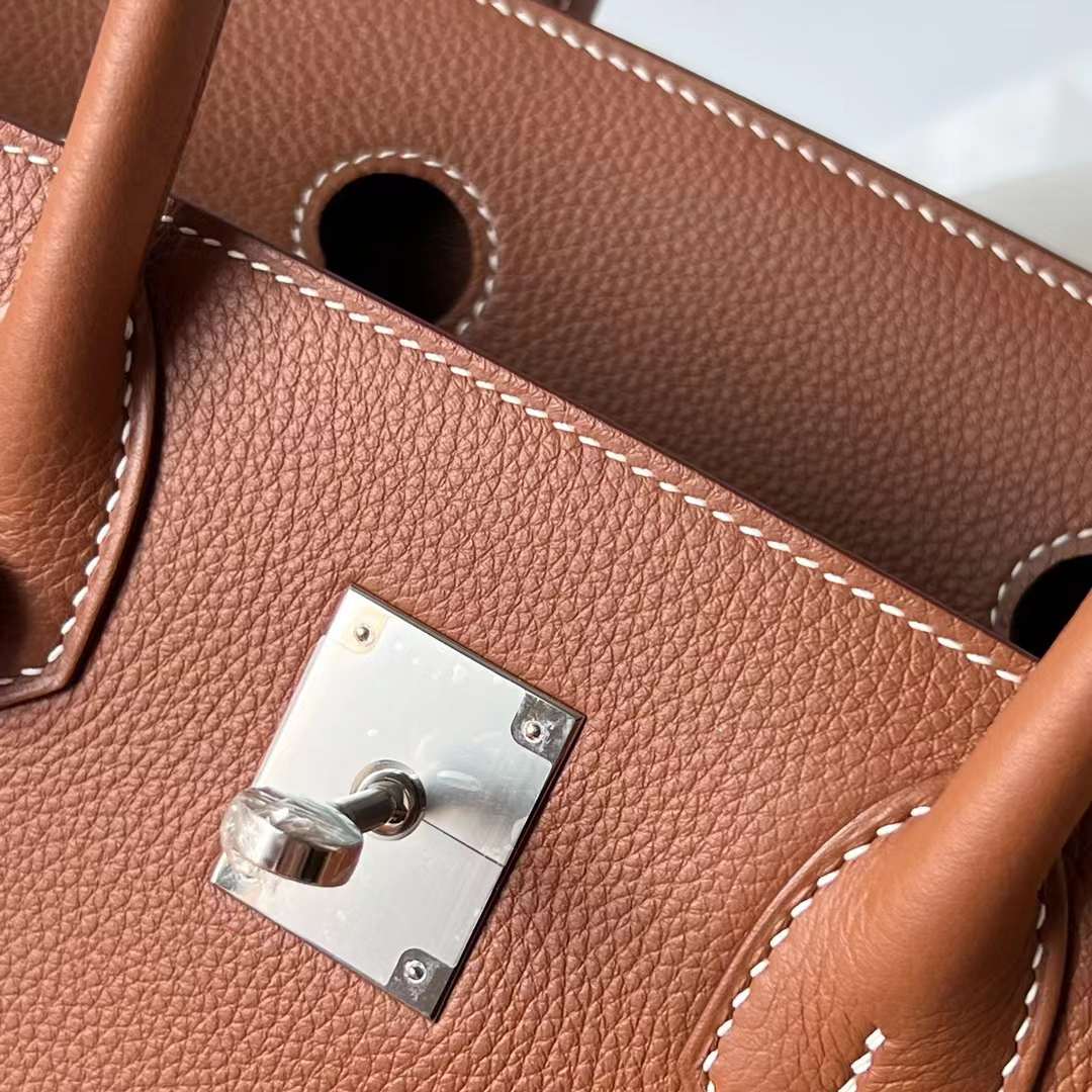 Hermès（爱马仕） Birkin 铂金包 Togo 进口小牛皮 Ck37 金棕色 银扣 30cm 全手工蜡线缝 Ghw