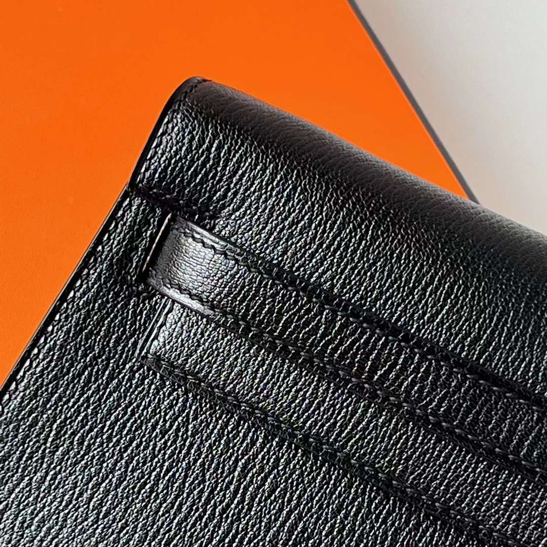 Hermès（爱马仕）Kelly Elan Chevre 进口山羊皮 Ck89 黑色 金扣 27cm 全手工蜡线缝 Ghw