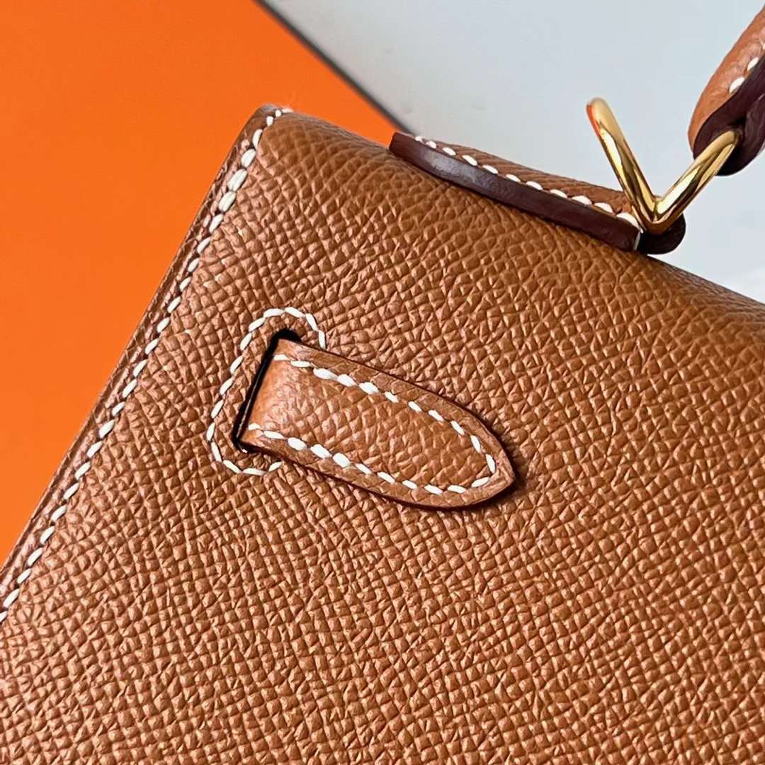 Hermès（爱马仕）Kelly 凯莉包 Epsom Ck37 金棕色 金扣 25cm 全手工蜡线缝制 Ghw