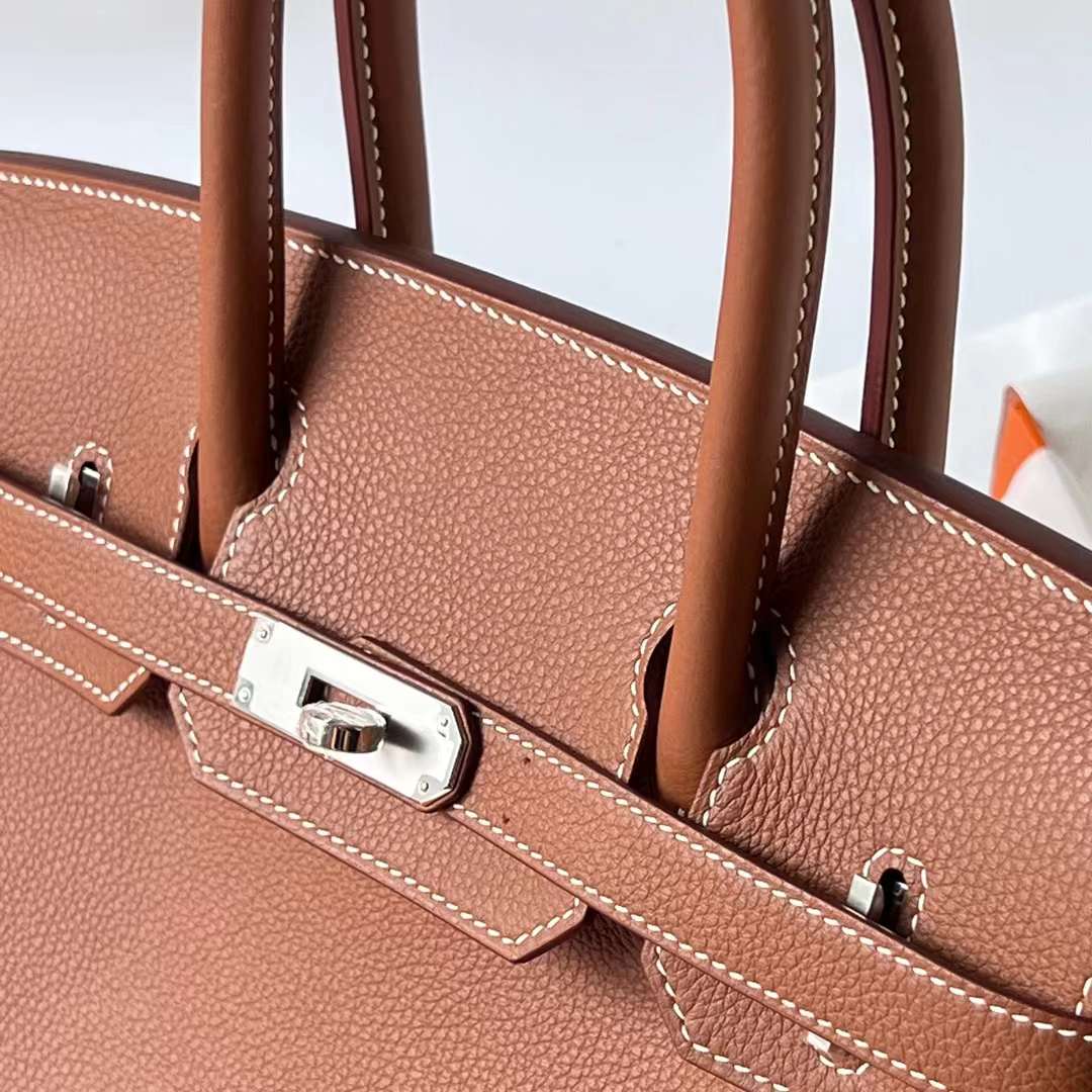 Hermès（爱马仕） Birkin 铂金包 Togo 进口小牛皮 Ck37 金棕色 银扣 30cm 全手工蜡线缝 Ghw