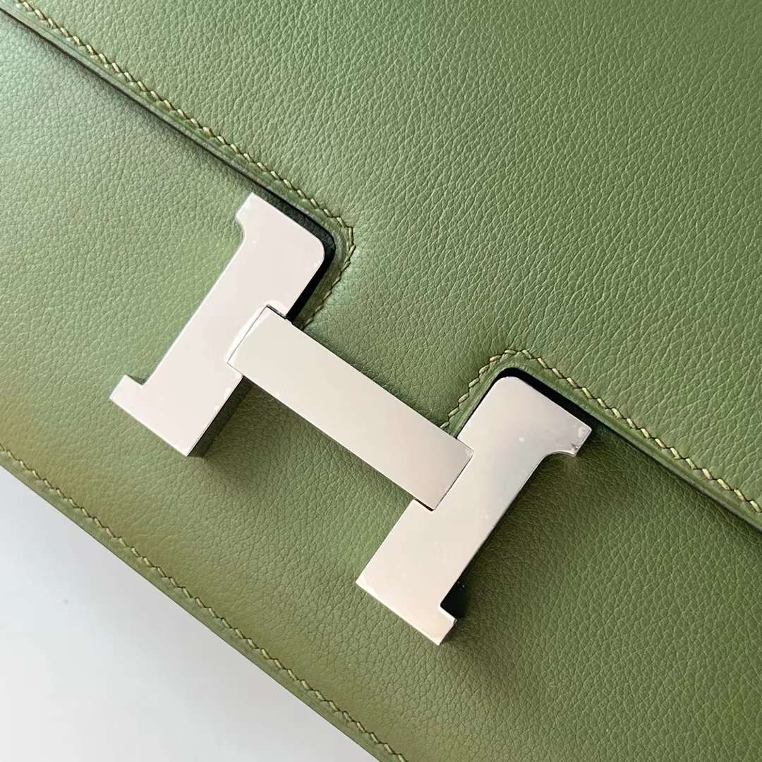 Hermès（爱马仕）Constance Elan Evercolor V6 丛林绿 银扣 26cm 全手工蜡线缝 Phw