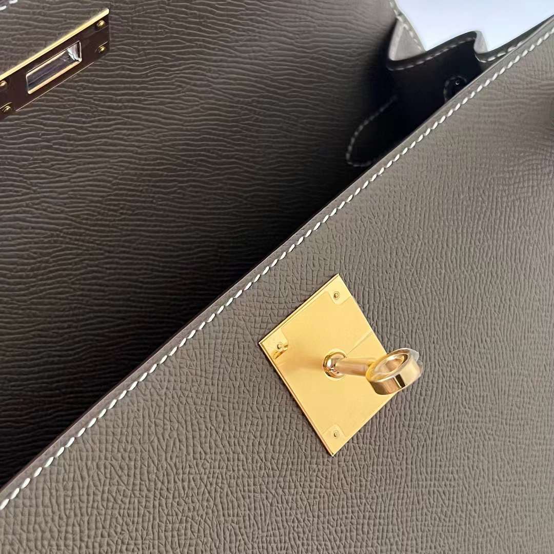 Hermès（爱马仕）Kelly 凯莉包 Epsom Ck18 大象灰 金扣 28cm 全手工蜡线缝 Ghw