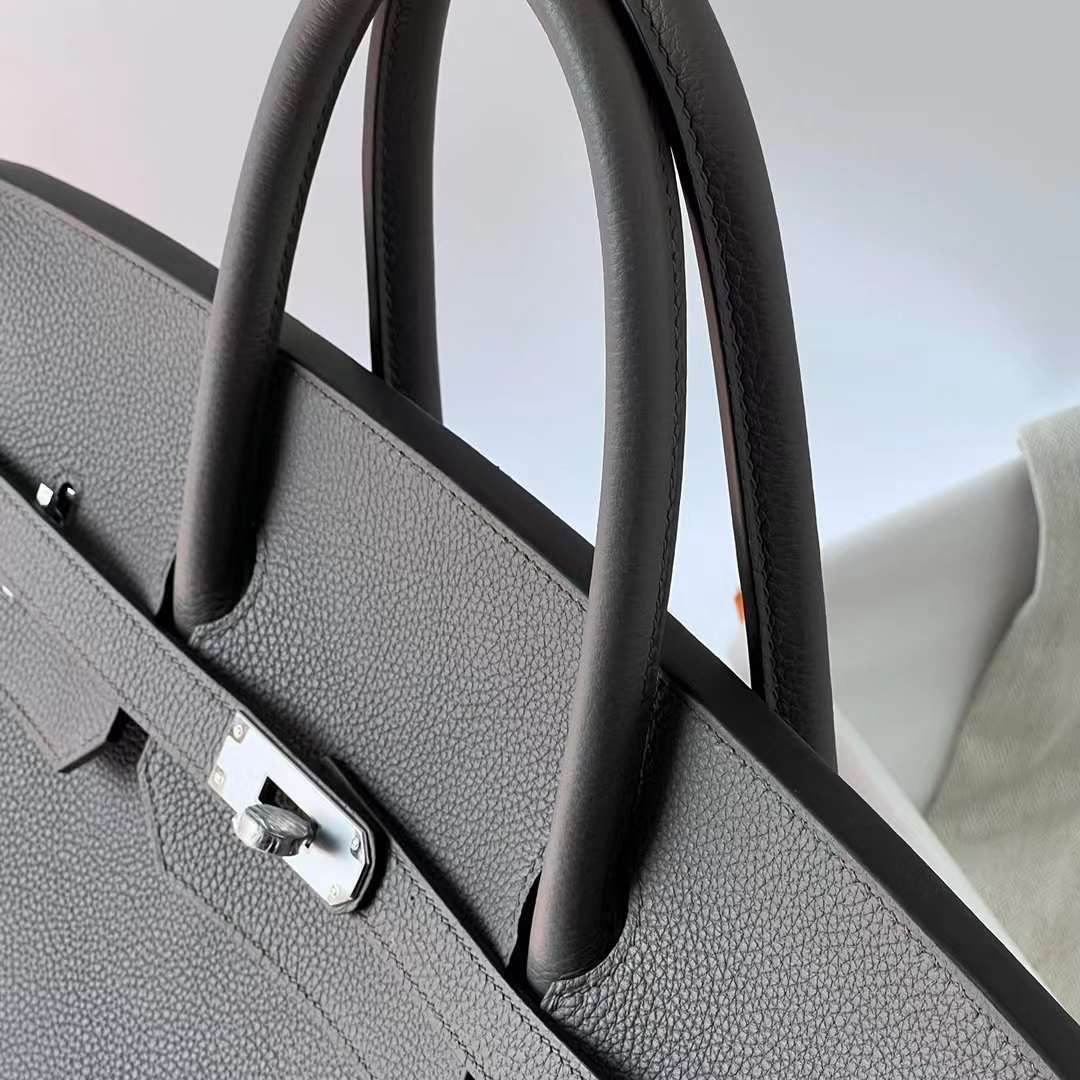 Hermès（爱马仕）Birkin 铂金包 Togo皮 进口德国小牛皮 8F 锡器灰 银扣 40cm 全手工蜡线缝 Phw