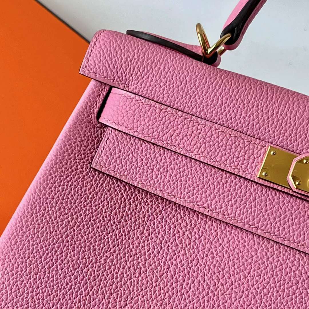 Hermès（爱马仕）Kelly 凯莉包 Togo皮 进口小牛皮 5P 樱花粉 金扣 28cm 全手工蜡线缝 Ghw