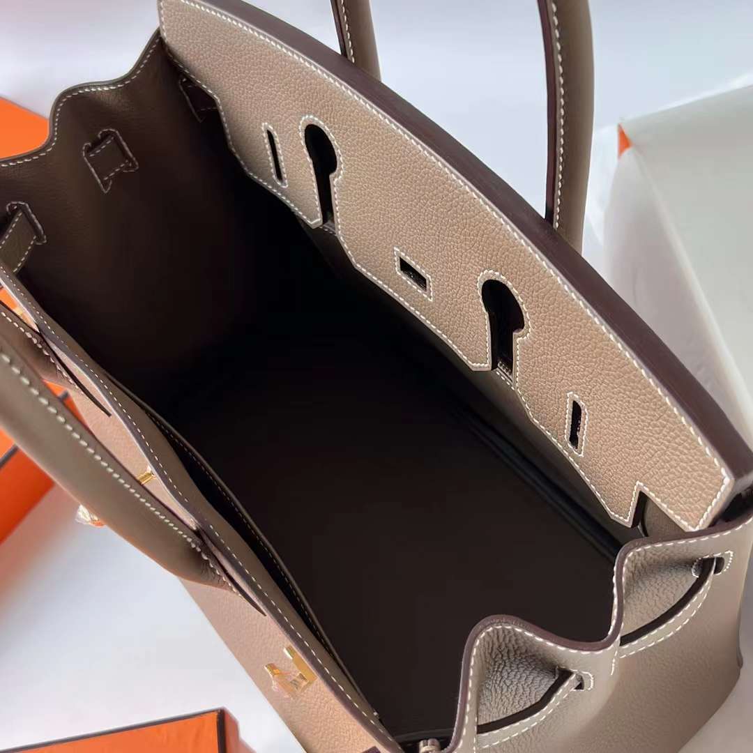 Hermès（爱马仕） Birkin 铂金包 Togo 进口小牛皮 Ck18 大象灰 金扣 30cm 全手工蜡线缝 Ghw