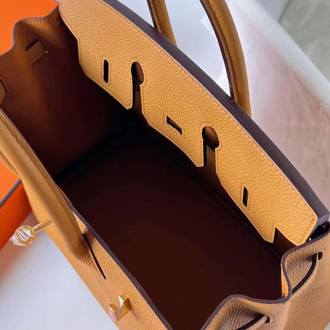 Hermès（爱马仕）Birkin 铂金包 Togo 顶级小牛皮 2S 芝麻色 金扣 25cm 全手工蜡线缝 Ghw