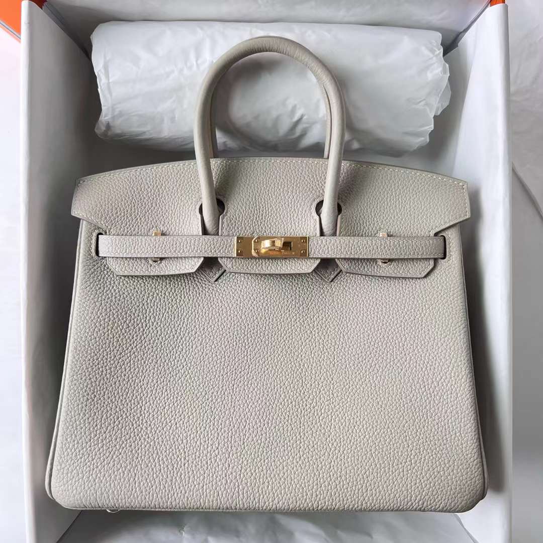 Hermès（爱马仕）Birkin 铂金包 Togo 顶级小牛皮 Ck80 珍珠灰 金扣 30cm 全手工蜡线缝 Ghw