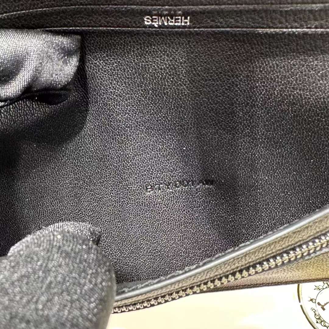 Hermès（爱马仕）Bearn Long 雾面美洲鳄鱼皮 Ck89 黑色 Noir 银扣 一级工艺 全手工蜡线缝 Phw