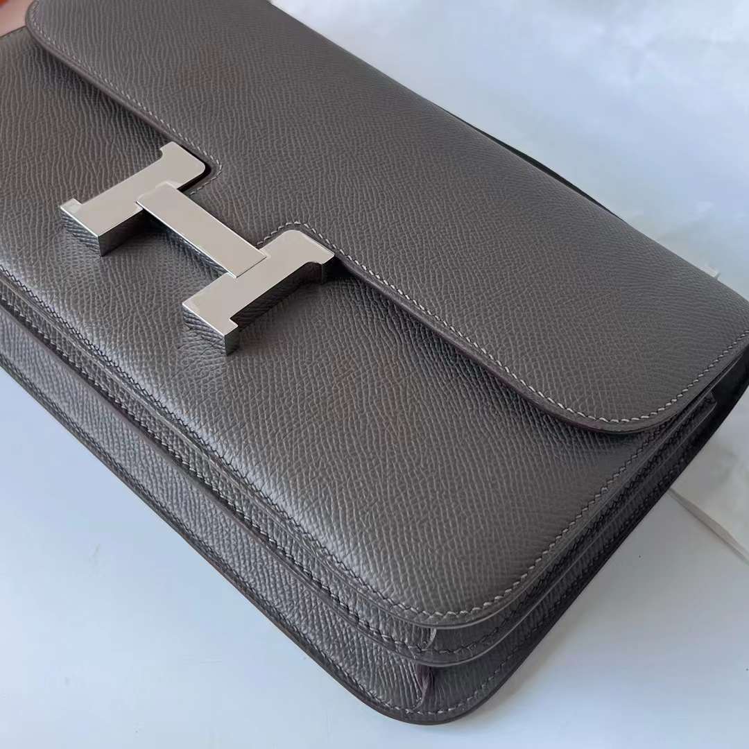 Hermès（爱马仕）Constance Elan Epsom 8F 锡器灰 银扣 26cm 全手工蜡线缝 Phw