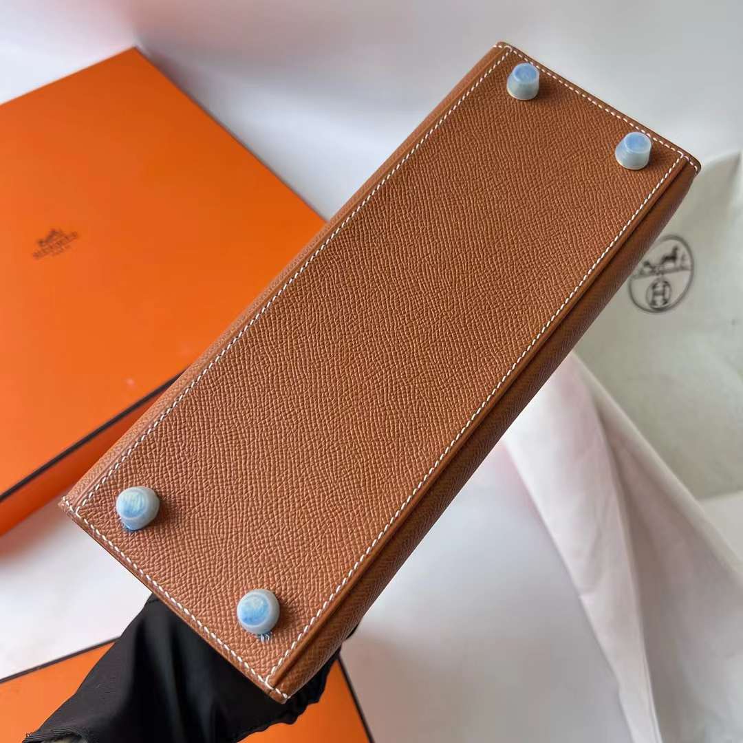 Hermès（爱马仕）Kelly 凯莉包 Epsom Ck37 金棕色 金扣 25cm 全手工蜡线缝制 Ghw