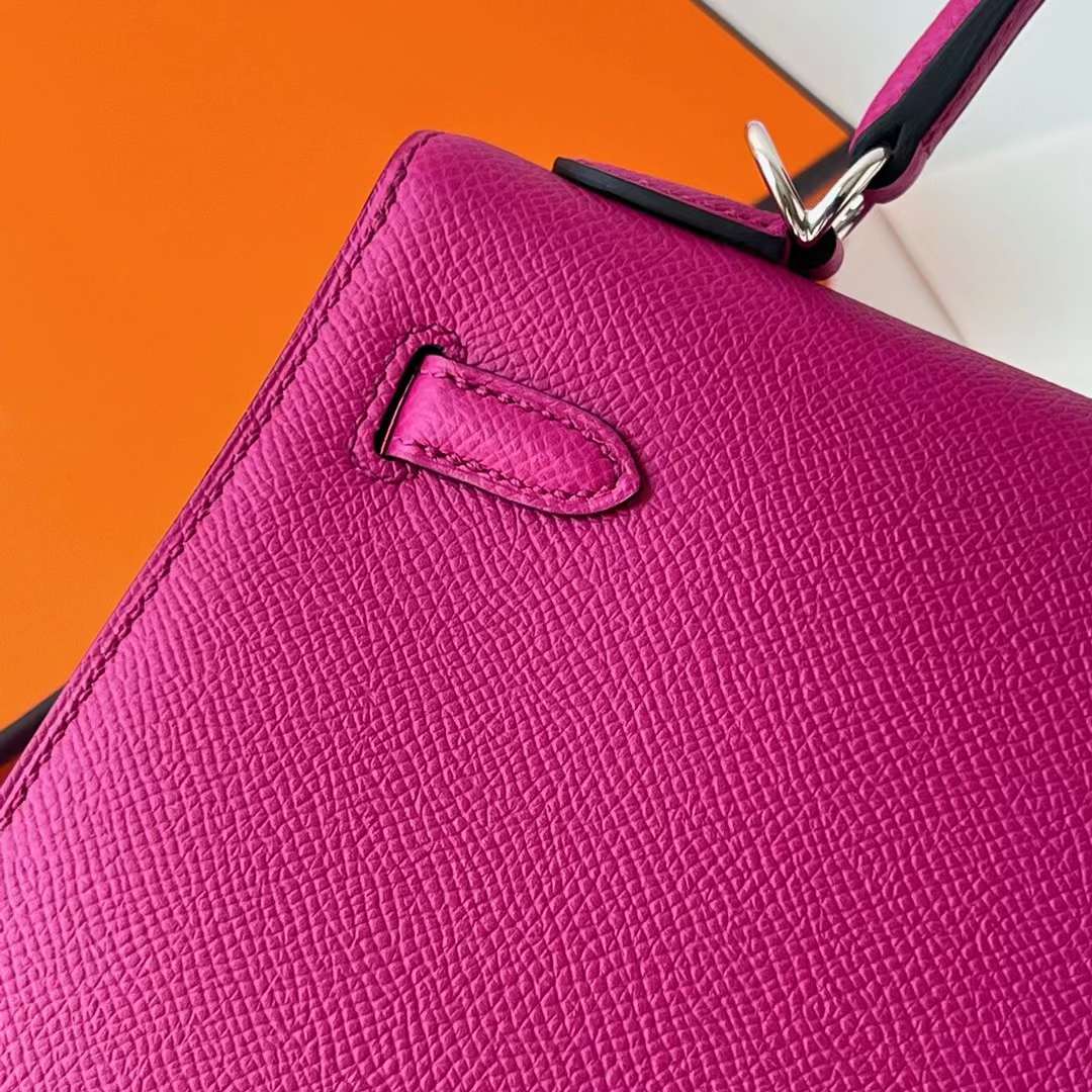 Hermès（爱马仕）Kelly 凯莉包 Epsom 进口掌纹皮 L3 玫瑰紫 银扣 25cm 全手工蜡线缝 Phw