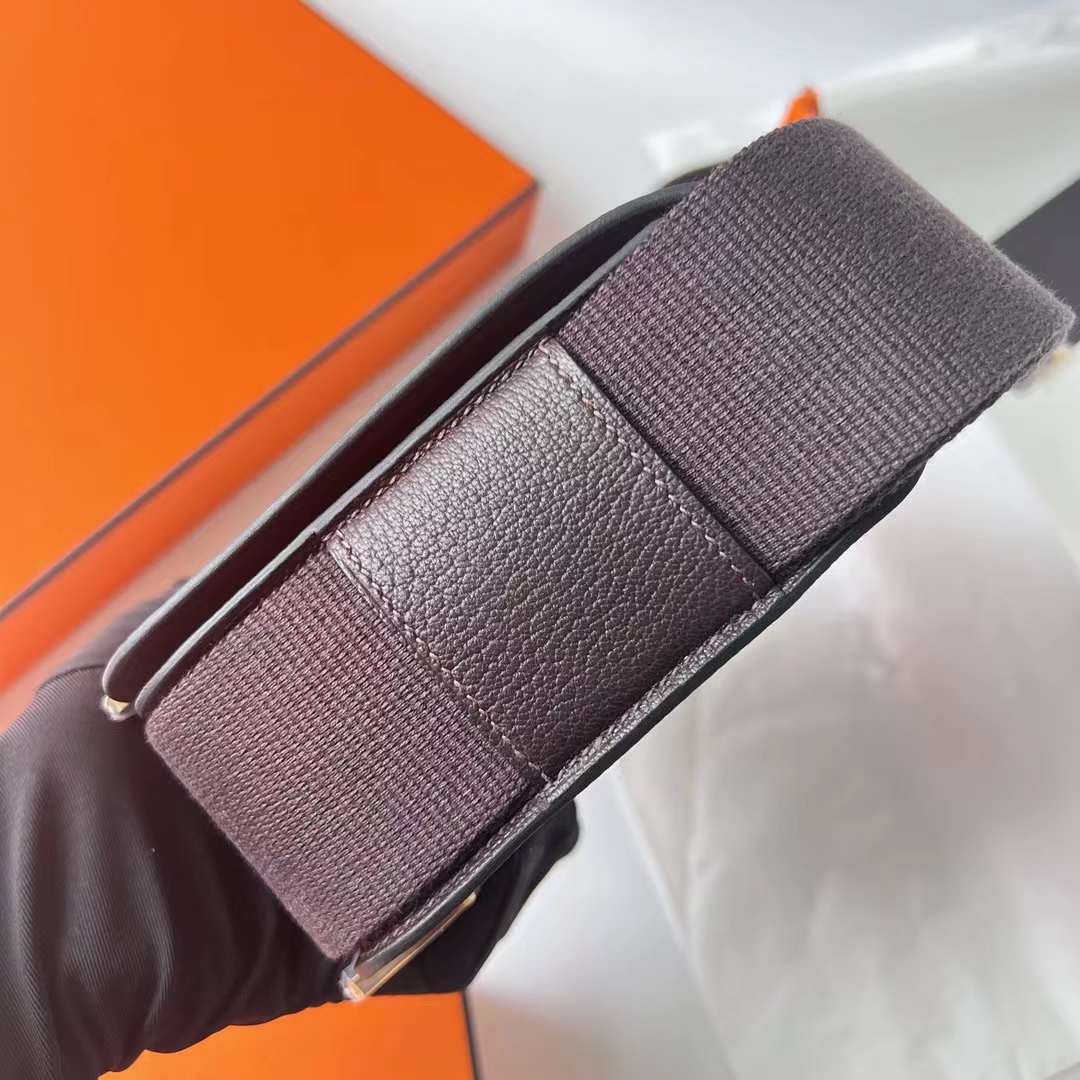 Hermès（爱马仕）Geta 木屐包 Chevre 进口山羊皮 0G 马鞍红 金扣 20cm 全手工蜡线缝制 Ghw