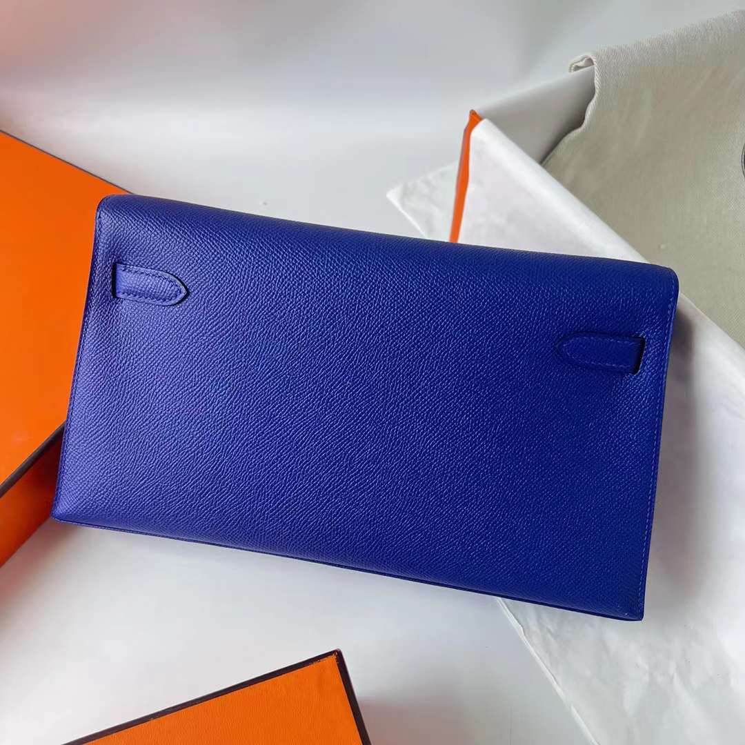 Hermès（爱马仕）Kelly Elan Epsom 掌纹皮 7T 电光蓝 金扣 27cm 全手工蜡线缝 Ghw