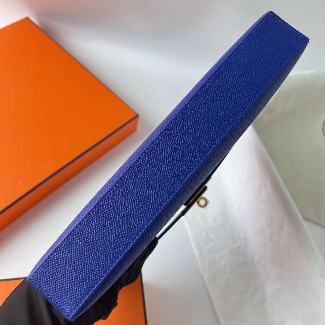 Hermès（爱马仕）Kelly Elan Epsom 掌纹皮 7T 电光蓝 金扣 27cm 全手工蜡线缝 Ghw