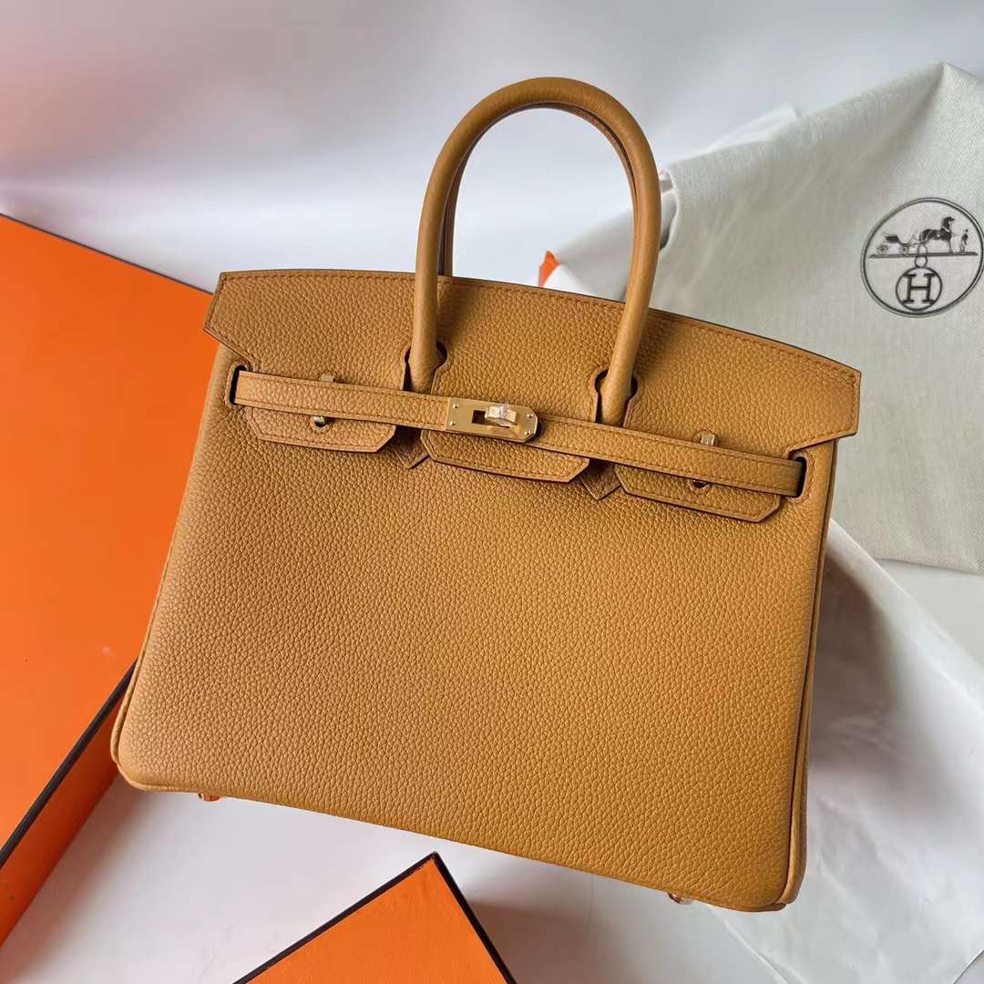 Hermès（爱马仕）Birkin 铂金包 Togo 顶级小牛皮 2S 芝麻色 金扣 25cm 全手工蜡线缝 Ghw
