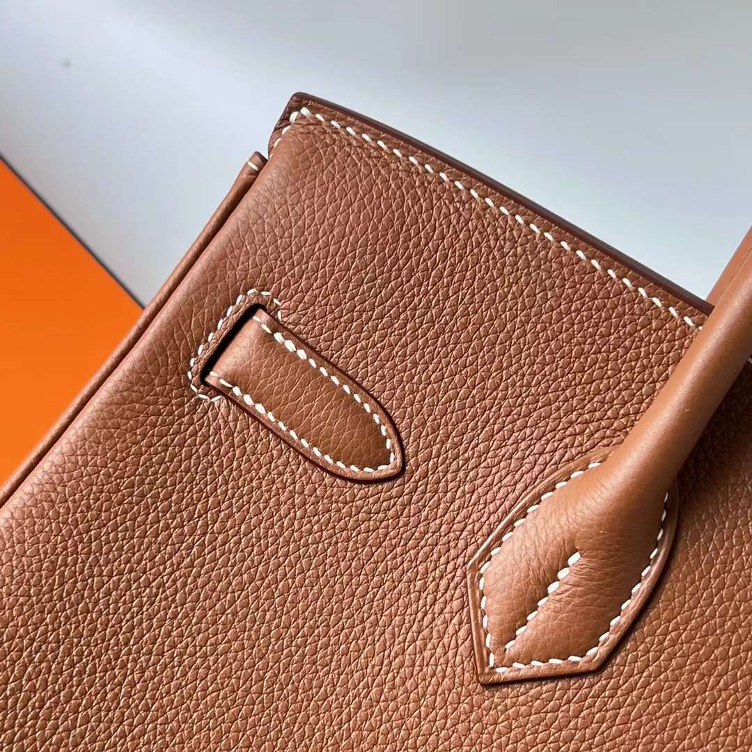 Hermès（爱马仕） Birkin 铂金包 Togo 进口小牛皮 Ck37 金棕色 银扣 30cm 全手工蜡线缝 Ghw