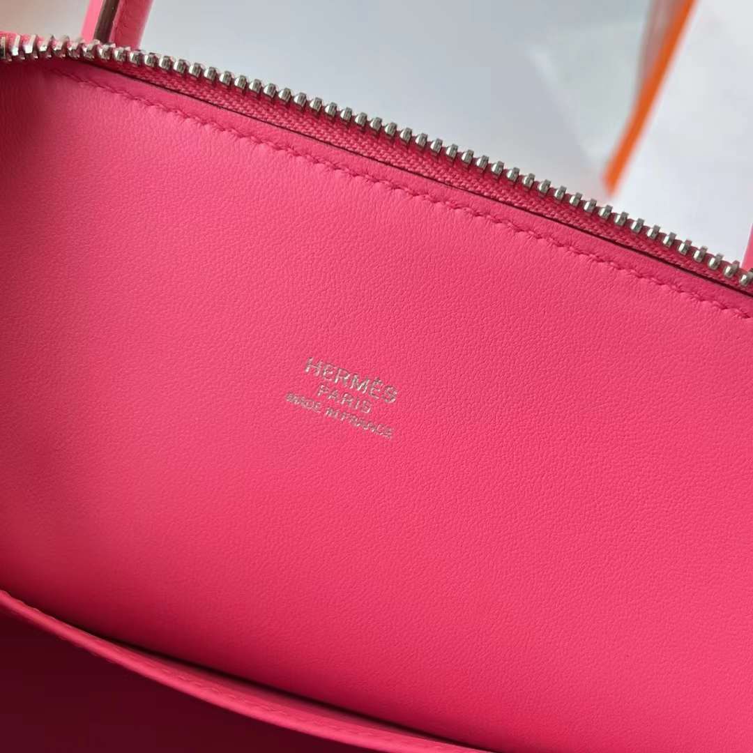 Hermès（爱马仕）Bolide 保龄球包 Evercolor 8W 新唇膏粉 银扣 25cm 全手工蜡线缝制 Phw