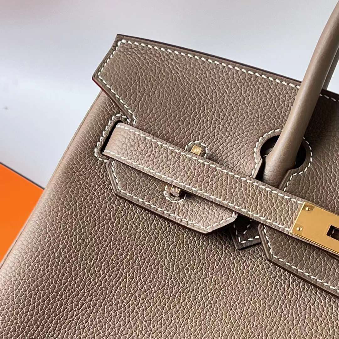 Hermès（爱马仕） Birkin 铂金包 Togo 进口小牛皮 Ck18 大象灰 金扣 30cm 全手工蜡线缝 Ghw