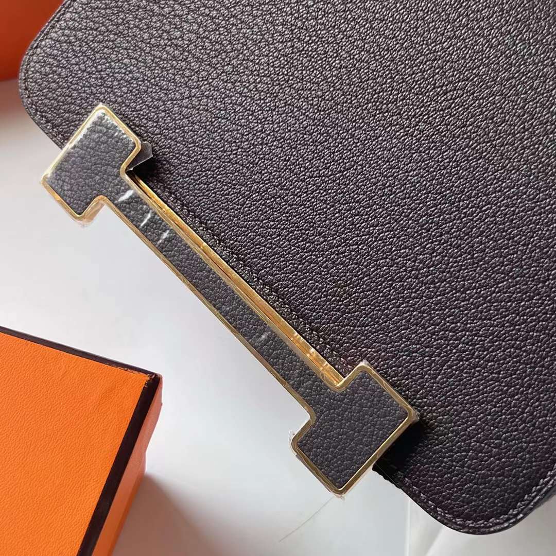 Hermès（爱马仕）Geta 木屐包 Chevre 进口山羊皮 0G 马鞍红 金扣 20cm 全手工蜡线缝制 Ghw