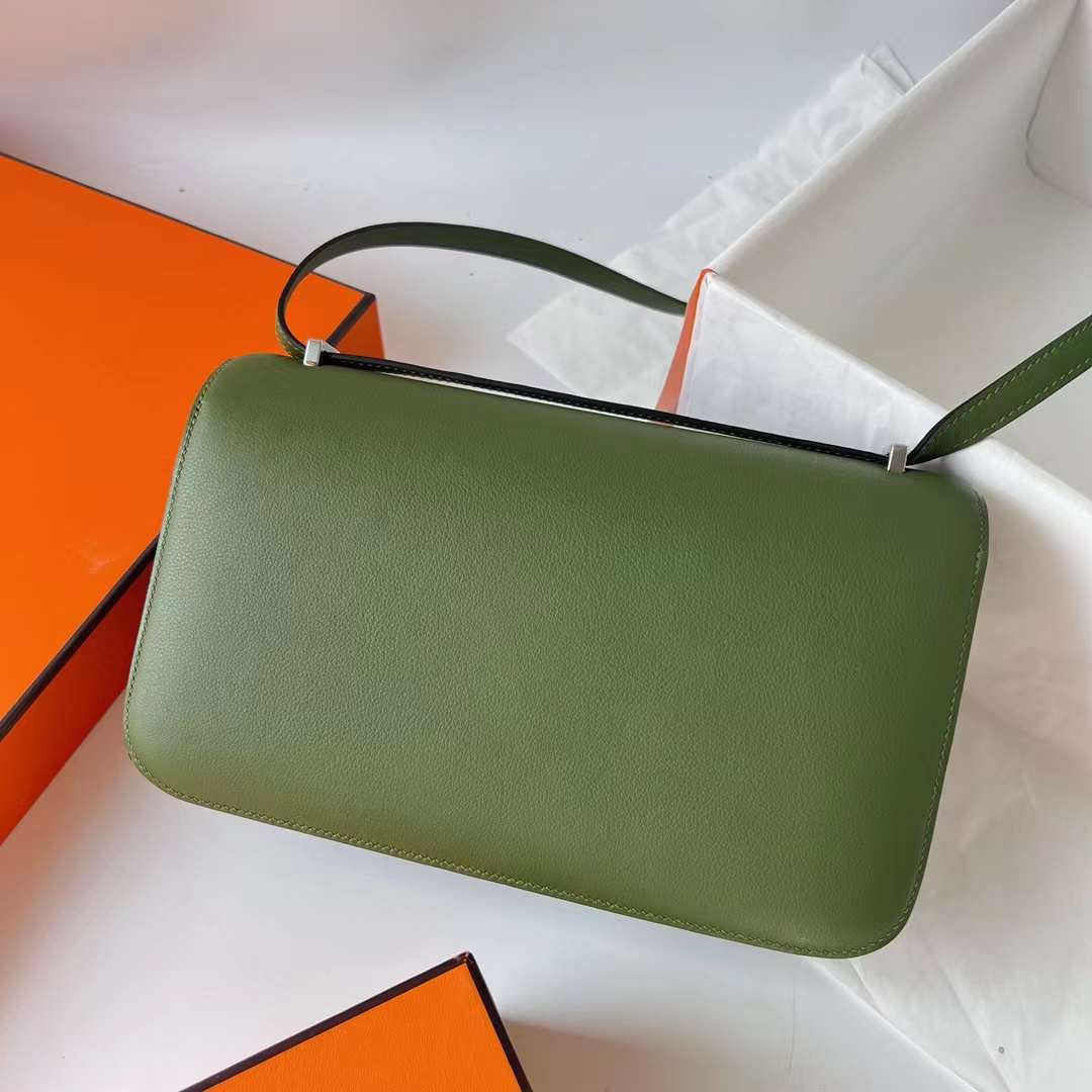 Hermès（爱马仕）Constance Elan Evercolor V6 丛林绿 银扣 26cm 全手工蜡线缝 Phw