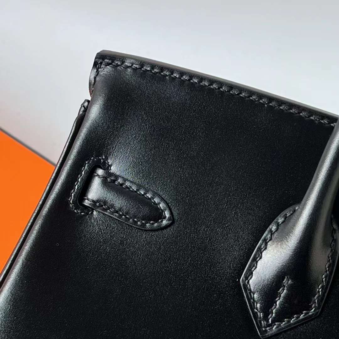 Hermès（爱马仕）Birkin 铂金包 Boxcalf Ck89 黑色 金扣 25cm 全手工蜡线缝 Ghw