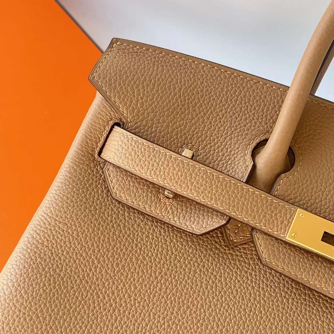 Hermès（爱马仕）Birkin 铂金包 Togo 0M 奶茶色 Chai 金扣 30cm 全手工蜡线缝 Ghw