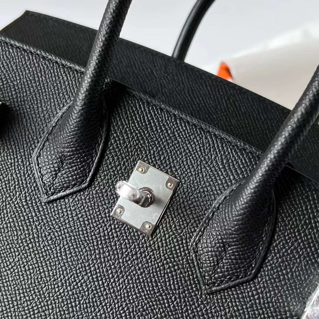 Hermès（爱马仕）Birkin Sellier Epsom Ck89 黑色 银扣 25cm 全手工蜡线缝制 Phw
