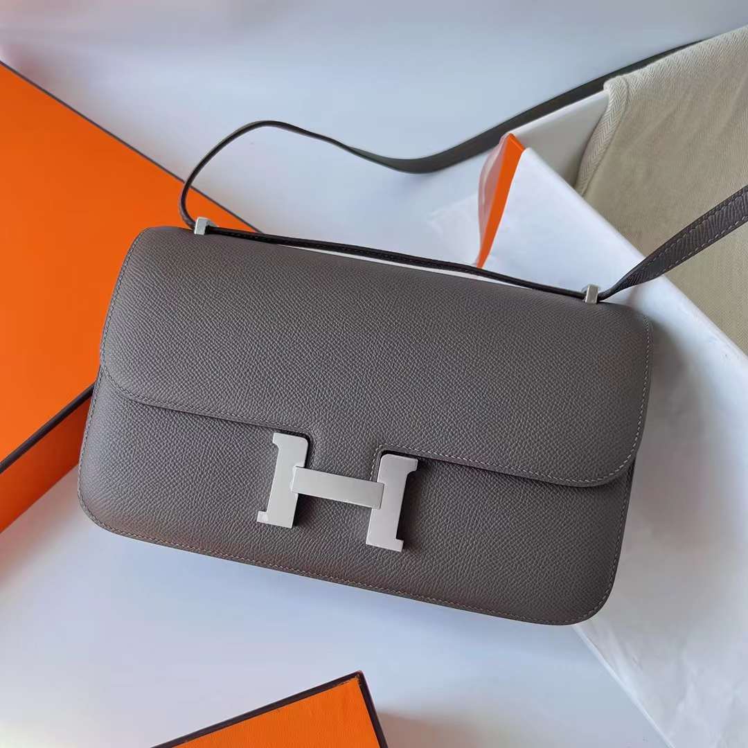 Hermès（爱马仕）Constance Elan Epsom 8F 锡器灰 银扣 26cm 全手工蜡线缝 Phw