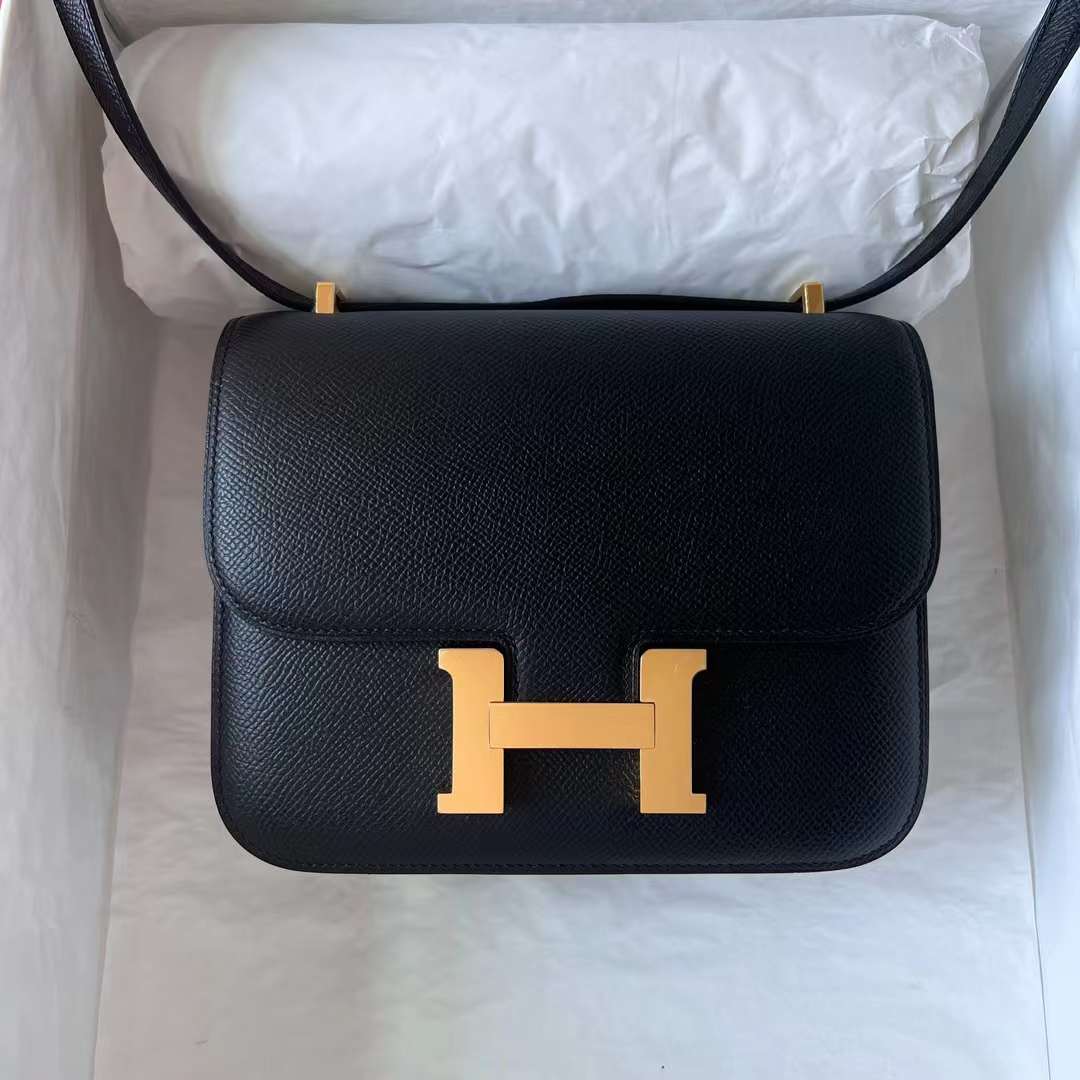 Hermès（爱马仕）Constance 1-19cm Epsom 镜子款 ck89 黑色 金扣 一级工艺 全手工蜡线缝制 Ghw