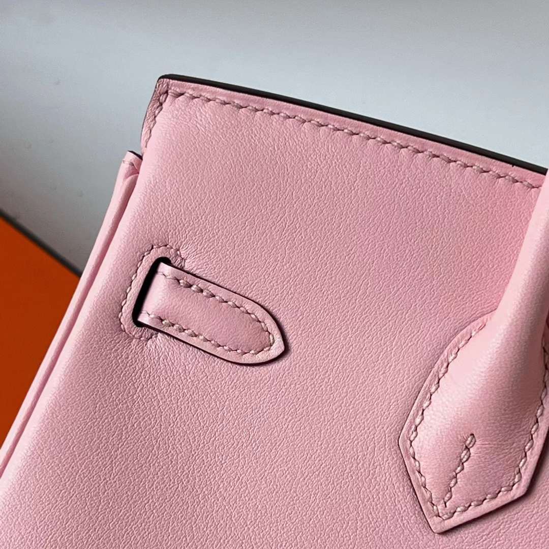 Hermès（爱马仕）Birkin 铂金包 Swift 3Q 新粉色 Rose Sakura 银扣 25cm 全手工蜡线缝 Phw