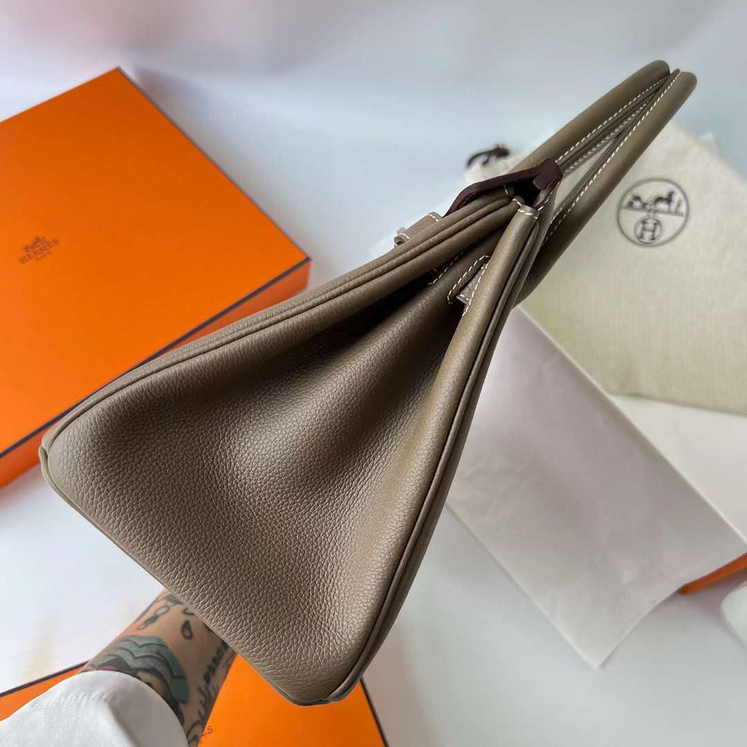 Hermès（爱马仕）Birkin 铂金包 Togo皮 进口顶级小牛皮 Ck18 大象灰 银扣 30cm 全手工蜡线缝 Phw