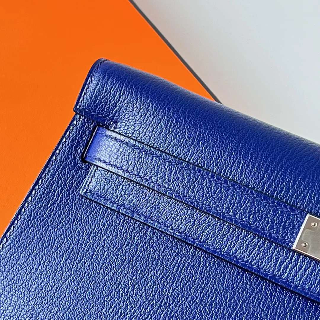 Hermès（爱马仕）Kelly Elan Chevre 进口山羊皮 Ck73 宝石蓝 银扣 27cm 全手工蜡线缝 Phw